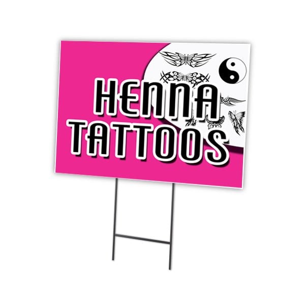 Signmission Henna Tattoos Yard Sign & Stake outdoor plastic coroplast window, C-1824 Henna Tattoos C-1824 Henna Tattoos - main